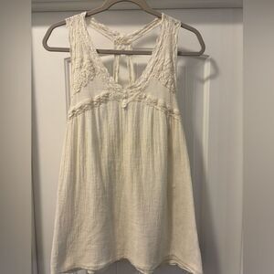 Jen’s Pirate Booty Free People Crochet Knit Cream Gauzy Top Size Small